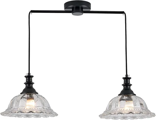 Vista 23 de HDDFL Lámpara colgante vintage moderna de vidrio verde con cable ajustable para isla de cocina, comedor, sala de estar, pasillo Verde y latón