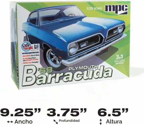 Vista 6 de MPC 1969 Plymouth Barracuda 1:25 Escala Modelo Kit