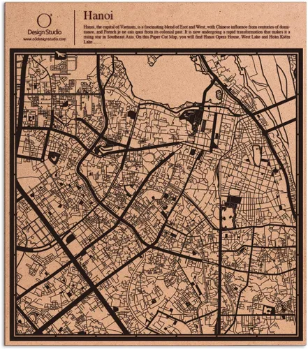 Vista 24 de O3 Design Studio Abu Dhabi - Mapa de corte de papel negro (12 x 12 pulgadas)