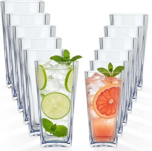 Vista 16 de Top-spring Vaso de Agua de Plástico Reutilizable de 20 Onzas, Vasos Transparentes Irrompibles para Beber, Sin BPA, Juego de 6 Vasos Azules