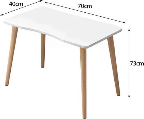 Vista 3 de Mesa de comedor rectangular moderna, madera maciza, tinte blanco, 27.56 x 15.75 x 28.74 pulgadas