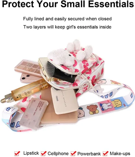 Vista 5 de Hiflyer Mochila para niños, mochila kawaii para niños, bolsa de viaje para niños, bolsa de pecho, bolsa cruzada para niños, mini mochila para niñas