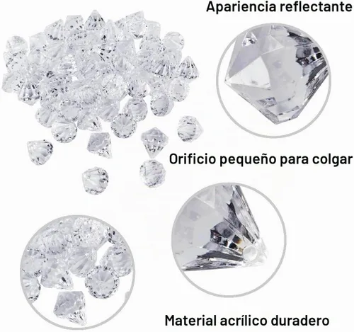 Vista 4 de Cristales redondos acrílicos transparentes (imitación de diamante), gemas de tesoro, para esparcir sobre la mesa, llenar jarrones, eventos, bodas