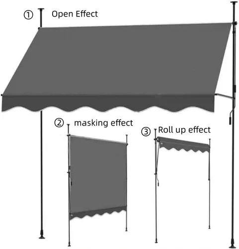 Vista 6 de SHOGUM toldo retráctil para patio exterior, toldos de patio para sombra y lluvia, toldo retráctil manual para patio, toldos portátiles de 6.56 pies