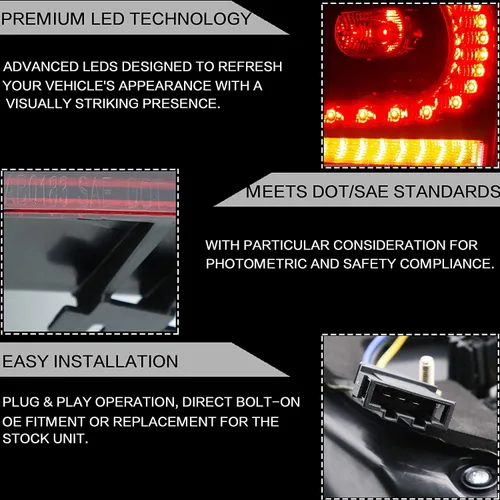 Vista 4 de VLAND Conjunto de luces traseras para Golf 6 2010-2014, lámparas traseras con DRL, luz trasera con luces antiniebla y señal de giro secuencial