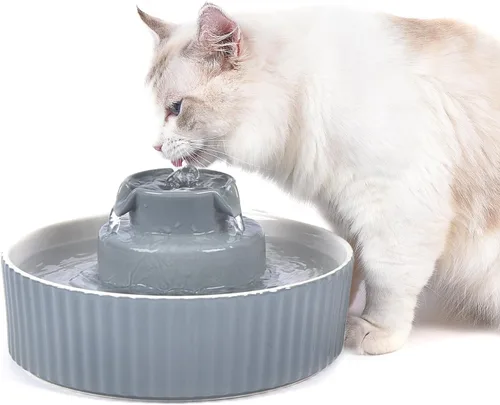 Vista 4 de Wave and Cup Cake - Filtro de fuente de porcelana para gatos, 8 filtros de carbono, 2 filtros de espuma, fuente de cerámica, dispensador de agua