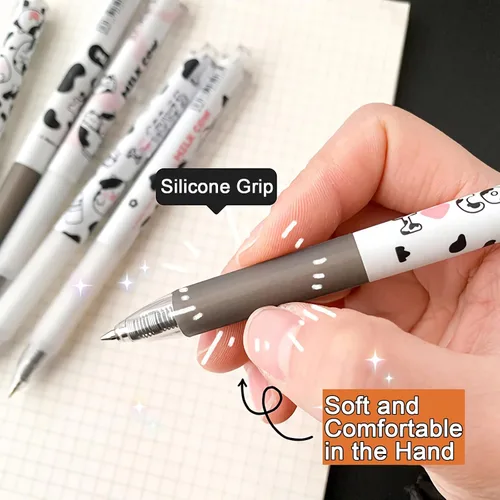 Vista 2 de Lindos bolígrafos kawaii de tinta negra de 0.020 in, punta fina, bolígrafo de escritura suave para suministros escolares de oficina, regalos