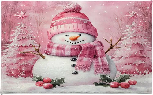 Vista 14 de HVEST Alfombra de baño de invierno, gnomos y cardenales en bosque nevado, alfombra de baño, alfombra de baño antideslizante de Navidad, accesorios