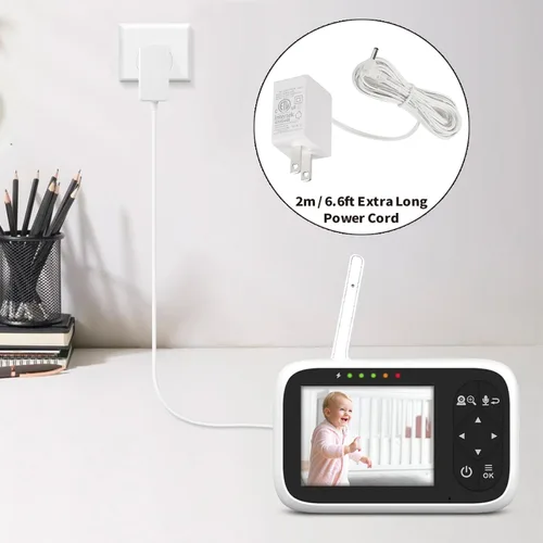 Vista 3 de Tonton Cargador de 5 V y 6.6 pies para monitor de cámara HelloBaby HB6550, HB65, HB50, HB40, HB6250, adaptador de cable de alimentación para monitor