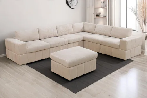 Vista 30 de A Ainehome Juego de sofá modular modular con otomanas de gran tamaño en forma de U, sofá modular de 7 asientos con tumbonas reversibles para sala