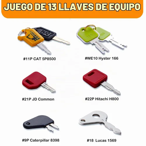 Vista 3 de Sistema maestro de las llaves del equipo pesado 13pcs, llaves de ignición de la construcción For CAT Caterpillar Komatsu Kubota John Deere New