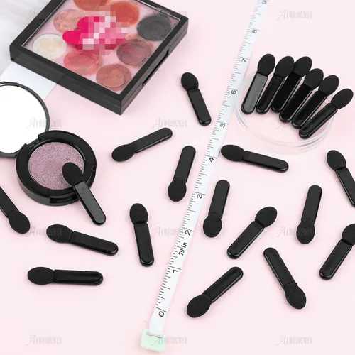 Vista 9 de AUEAR, Paquete de 50 pinceles desechables para sombra de ojos, aplicadores de esponja ovalada con punta ovalada, brocha de doble cara, herramienta