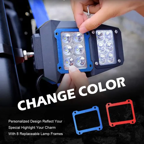 Vista 5 de WeiSen Espejos UTV con luces con cableado e interruptor de reinicio automático, espejos SXS para jaula enrollable de 1.75 a 2 pulgadas, espejo