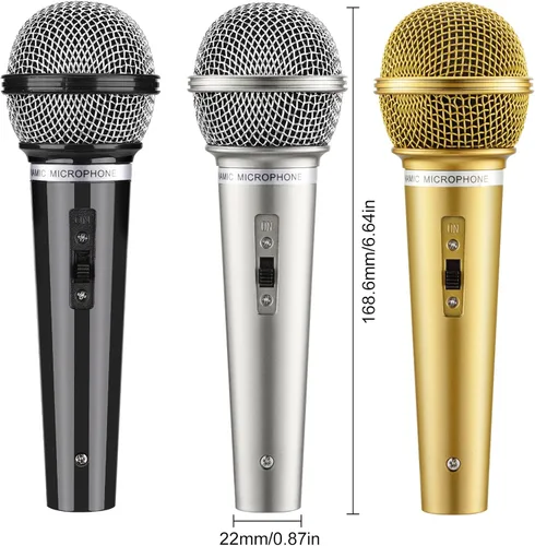 Vista 3 de Facmogu 3 piezas de accesorios de micrófono falso, juego de micrófono de plástico realista, multicolor Fun Pretend Mic Set for Stage, Lightweight