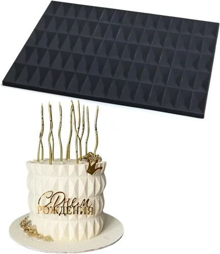 Vista 4 de mostsom Molde de Silicona para Pastel de Encaje con Patrón de Cubo, Tapete de Impresión de Fondant para Hornear, Dulces, Chocolate, Decoración