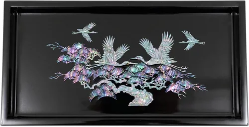 Vista 8 de February Mountain Caja organizadora de joyas de nácar con bandeja coreana de arte tradicional para joyería