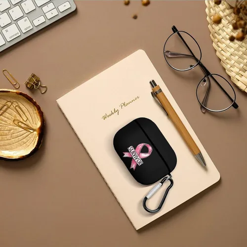 Vista 7 de Breast Cancer Survivor Hard Case Compatible with AirPods Pro 2nd / 1st Generation Cover with Keychain