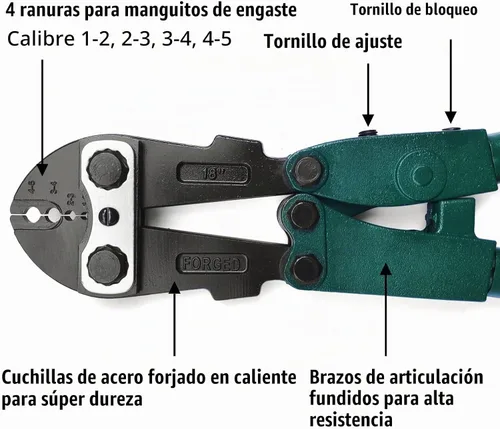 Vista 2 de FenceMate - Kit de herramientas de crimpado de 4 ranuras para unir alambres/cuerdas de acero de alta resistencia