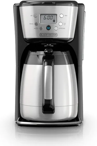 Vista 8 de Black+Decker CM2036SC - Cafetera térmica, 12 tazas, programable, controles digitales, negro y plateado