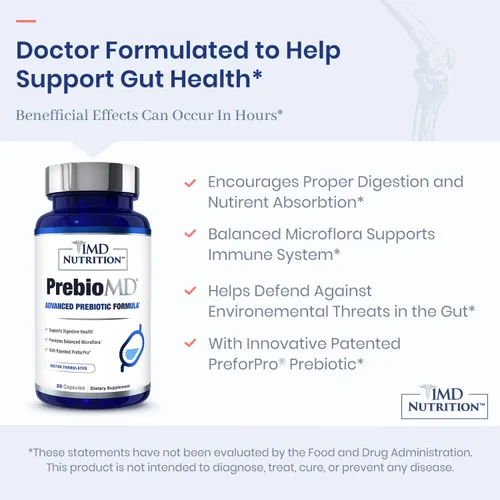 Vista 3 de 1MD Nutrition PreBioMD - Prebiótico con PreforPro® Apoya la digestión saludable y las bacterias beneficiosas
