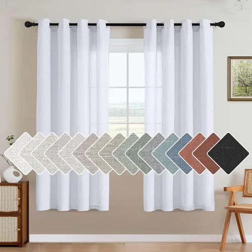 Vista 70 de H.VERSAILTEX Elegant - Cortinas texturizadas de lino natural mezclado con eficiencia energética, filtrado de luz, con ojales de níquel