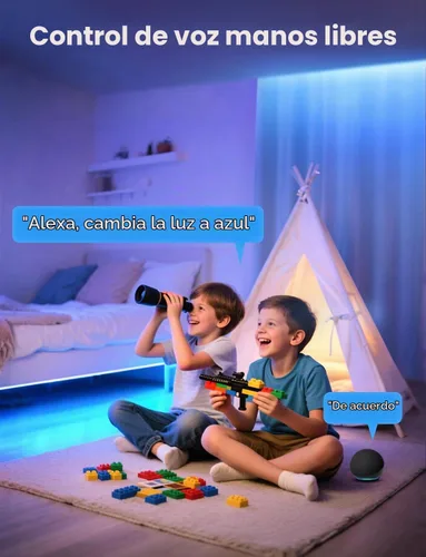 Vista 8 de Tira de luz LED RGB+IC, luz LED inteligente de 32.8 pies para dormitorio, control de aplicación Bluetooth, tira de iluminación LED que cambia