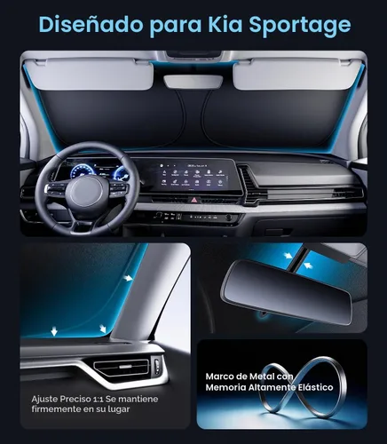 Vista 4 de Wigoo Parasol para parabrisas Kia Sportage, ajuste personalizado, mantiene