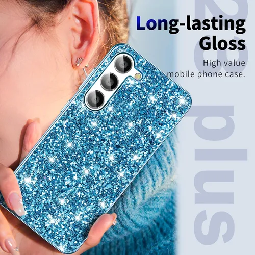 Vista 6 de S23+ Plus - Funda con purpurina para Samsung Galaxy S23+ 5G, funda protectora delgada y ultradelgada con parte trasera mate, a prueba de golpes