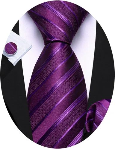 Vista 177 de Barry.Wang Juego de corbatas para hombre, corbata de seda a rayas, tejido a cuadros, gemelos formales, negocios, boda