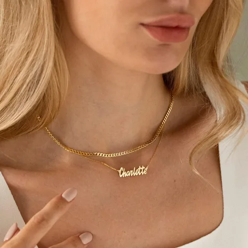 Vista 8 de LUCA SMITH Collar de letra para mujer, dije de letra dorada, 5