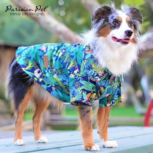 Vista 6 de Parisian Pet Camisa para perro de Amazonia - Ropa de algodón para perros pequeños - Elegante traje tropical para perros - Ropa ligera y suave