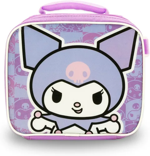 Vista 3 de Kuromi - Juego de mochila y lonchera – Paquete con mochila escolar Sanrio de 16 pulgadas, lonchera, botella de agua, tatuajes, más Kuromi mochila