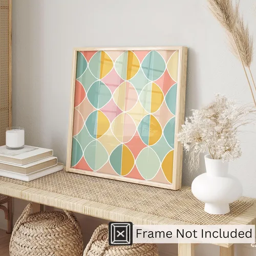 Vista 3 de Ethan Taylor Abstract Wall Art Prints Unframed Square Posters 'Retro 70s Hippie Pattern II' Retro Home Décor for Living Room, Bedroom, Office, 10 in