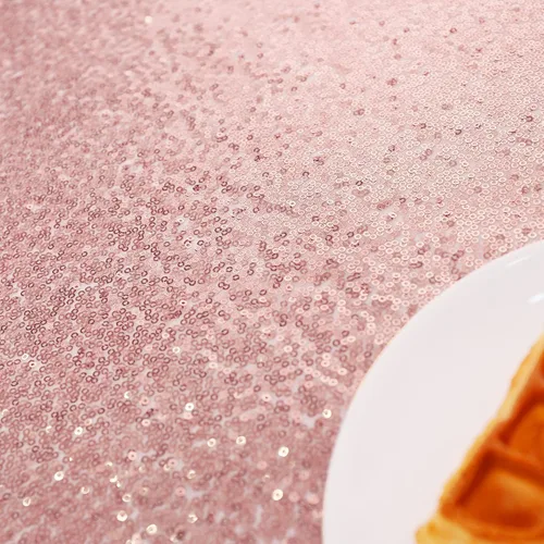 Vista 4 de nanbowang Sequin Tablecloth - Pink Table Cloths for Parties Rectangular Cover Overlay Sequin Fabric Linens Birthday/Baby Shower/Tea Party Decor