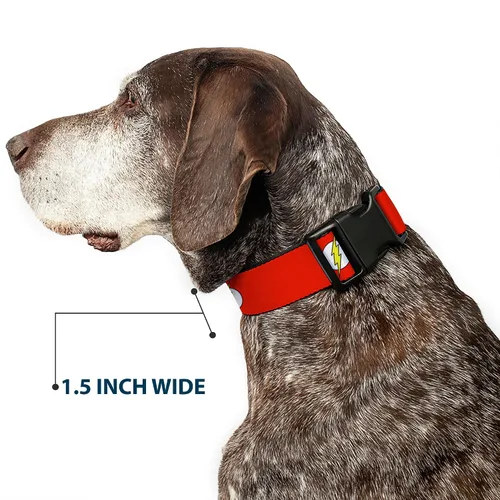 Vista 7 de Buckle-Down Collar de clip de plástico, logotipo flash, rojo/blanco/amarillo, 1 pulgada de ancho, se adapta a cuello de 9 a 15 pulgadas, pequeño