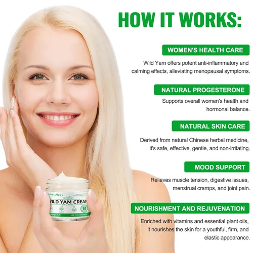 Vista 4 de Crema de ñame silvestre NATURE ZIRAN - Crema de ñame silvestre - Adecuada para aliviar síntomas durante períodos de cambio físico - para todo tipo