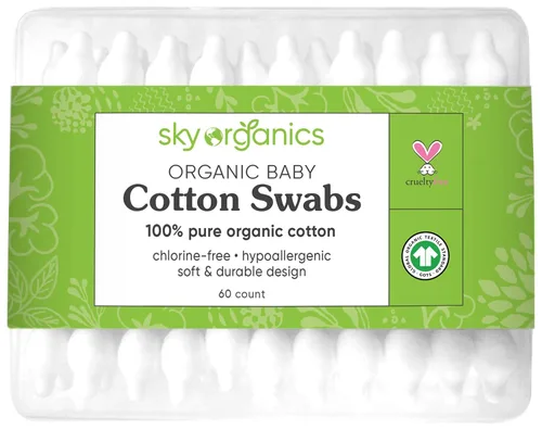 Vista 7 de Sky Organics - Hisopos de algodón orgánico para bebés, 60 unidades - Consejos ultra suaves seguros para bebés - Fuerte y duradero - Hipoalergénico