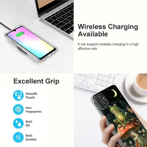 Vista 4 de Funda transparente para Motorola Moto G Power 5G 2023 con patrón de rana de hongos para mujeres y hombres de doble capa híbrida de TPU suave TPU