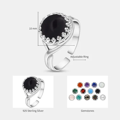 Vista 7 de 925 Sterling Silver Gemstone Rings for Women - Anniversary Rings for Women - Sterling Silver Rings for Women - Dainty Sterling Silver Rings