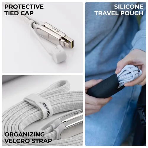 Vista 6 de Rolling Square inCharge XL - Cable de carga múltiple 6 en 1, cable USB portátil y USB-C con potencia de carga ultrarrápida de 100 W, 10 pies/9.8 ft