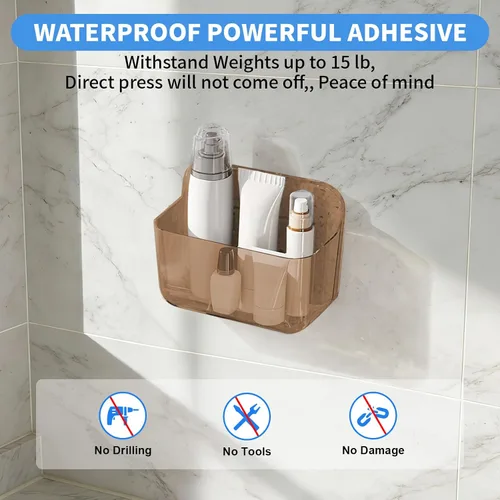 Vista 3 de Diesisa Organizador de Pared de Acrílico de 2 piezas, Organizador Adhesivo para Puerta de Gabinete, Estantes de Baño de Acrílico para Pared, Sin