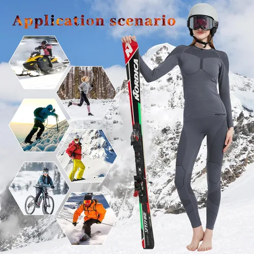 Vista 5 de MEETWEE Ropa interior térmica para mujer, conjunto de equipo de esquí Long Johns para clima frío, capa base, capa superior e inferior cálida