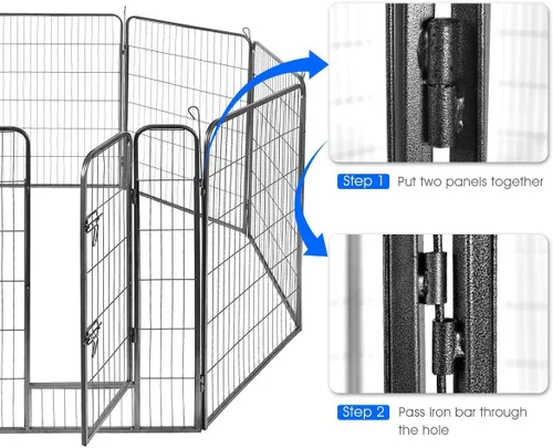 Vista 6 de Giantex - Corralito para mascotas con paneles 16/8, puerta, plegable para perros y gatos, valla de ejercicios portátil, ajustable, para uso al aire