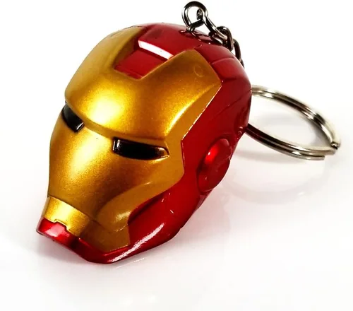 Vista 3 de Llavero con figura estilo casco de Iron Man de superhéroe