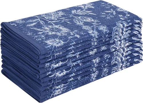 Vista 31 de Fingercraft - Juego de 12 servilletas de tela de mezcla de algodón y lino, con estampado, perfecta para fiestas, cenas, bodas, cócteles y Navidad