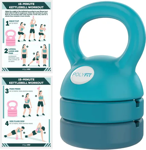 Vista 9 de Polyfit Adjustable Kettlebell 5 lb - 12 lb Kettlebells Weights Set for Home Gym Kettle Bell Sets for Women at Home 3-in-1 adjustable design