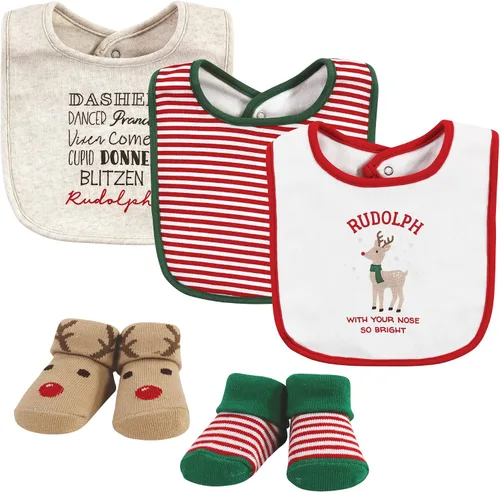 Vista 279 de Hudson Baby Conjunto de babero y calcetines unisex de algodón para bebé