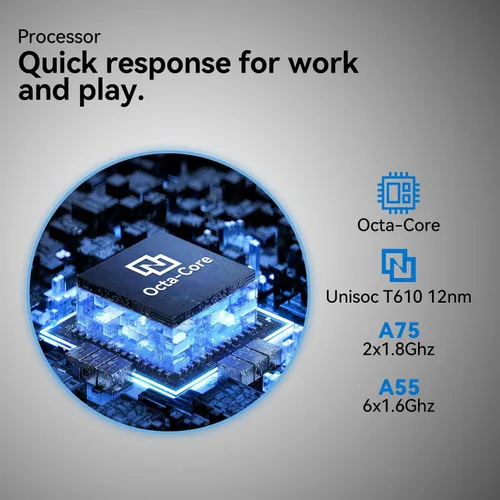 Vista 4 de Tablet 2 en 1 con teclado, 2025 últimas tabletas Android 4+4+128GB ROM, tableta de 10 pulgadas con chip octa-core compatible con WiFi de 5+2.4 GHz