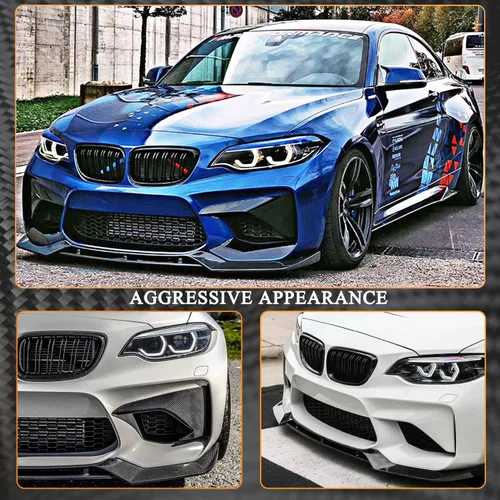 Vista 3 de Protector divisor de alerón de barbilla de fibra de carbono para BMW Serie 2 F87 M2 Coupe de 2 puertas 2016-2020 salida de fábrica CF