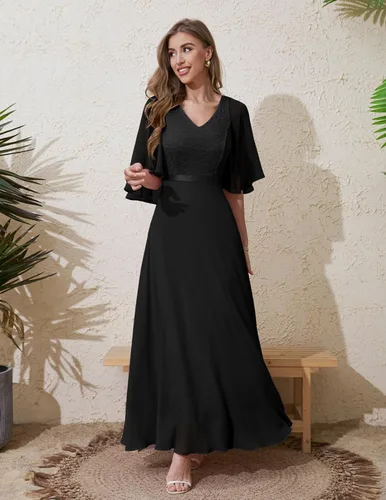Vista 2 de DRESSTELLS Vestido formal para mujer, vestido de madre de la novia, invitada de boda, dama de honor, vestido largo de fiesta de graduación, vestidos